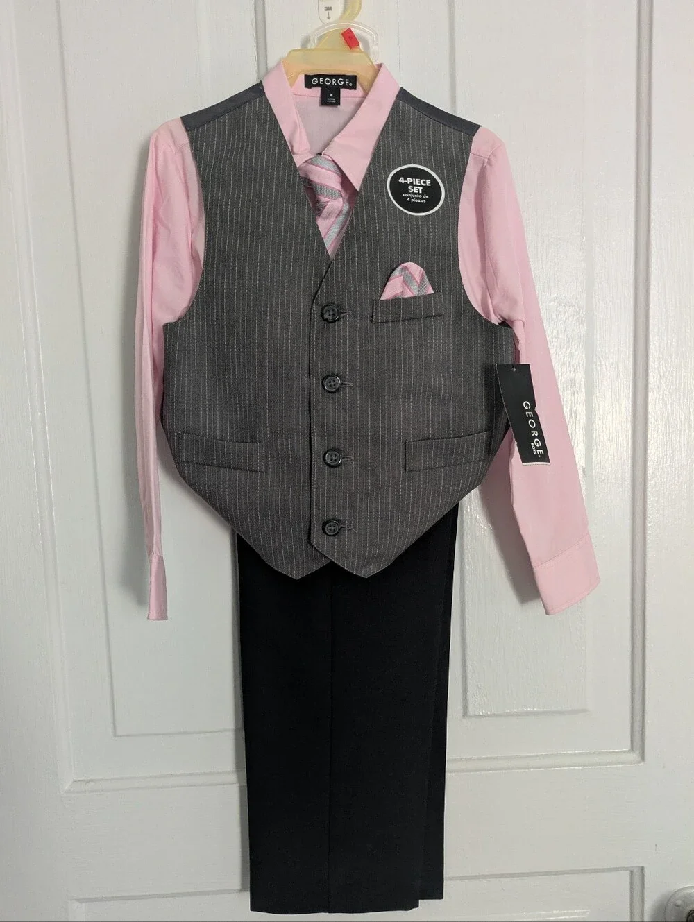 NWT Kid's Four Piece Suit Set, George Size 5, Gray Black Pink